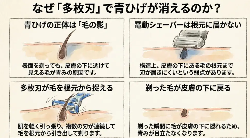 ジレットの多枚刃の魅力まとめ図解
