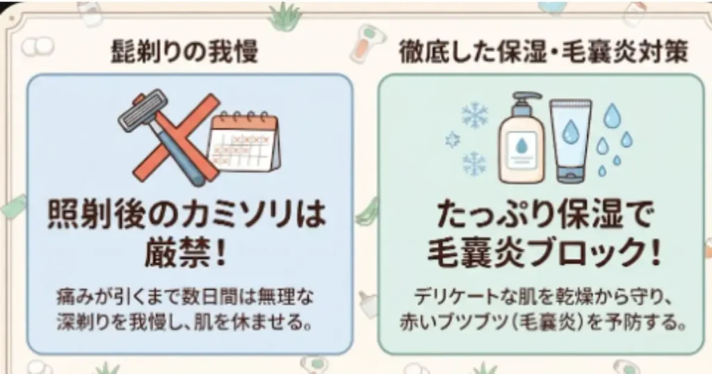 ひげ脱毛の後に気をつけることまとめ図解